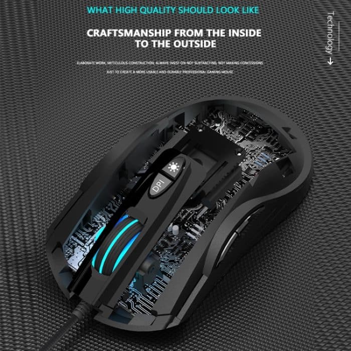 Dark Alien V600 7-Tasten-Bürocomputer-Business-Maus, Kabellänge: 1,42 m – Bild 2