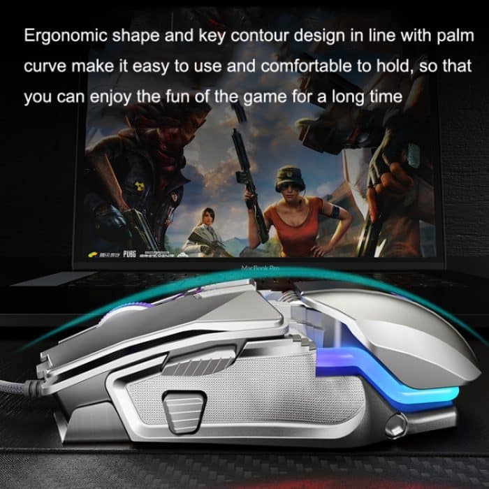 Dark Alien V710 7 Tasten Metall-Bürokabel, leuchtende Maus, Kabellänge: 1,78 m – Bild 6