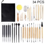Töpferwerkzeug-Set, Tonschnitzmesser, Einkerbungsstift-Set, 34 PCS/Set
