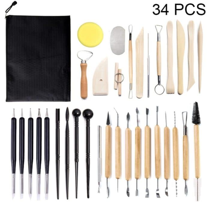 Töpferwerkzeug-Set, Tonschnitzmesser, Einkerbungsstift-Set, 34 PCS/Set – Bild 1