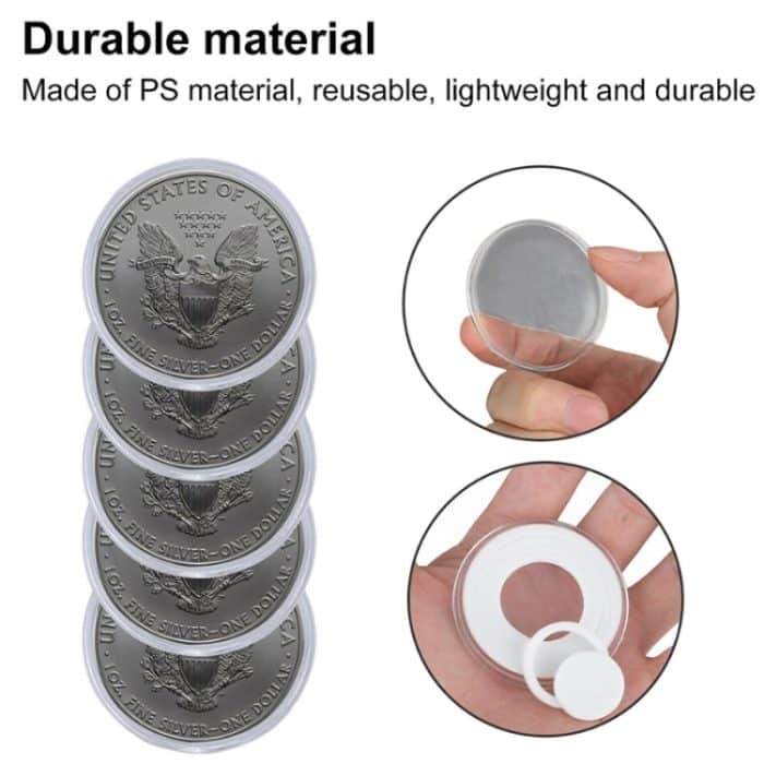 100 Stück 46 mm verstellbare Gedenkmünzen-Sammelbox mit Innenkissen – Bild 5