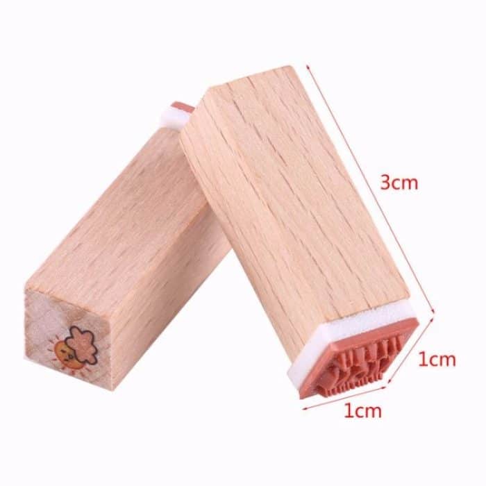 2 Sets D25 12 Teile/satz Holz Cartoon Handbuch Dekoration Stempel – Bild 3