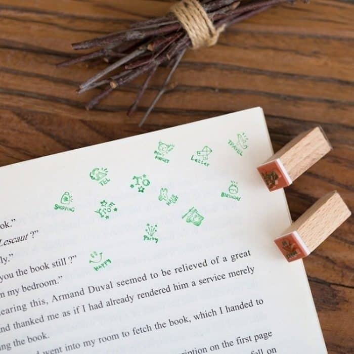 2 Sets D25 12 Teile/satz Holz Cartoon Handbuch Dekoration Stempel – Bild 6