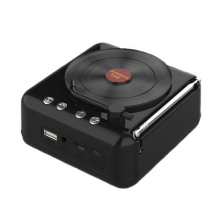 H3 Retro-Schallplattenspieler-Mini-Bluetooth-Lautsprecher, Black, White, Wood Grain