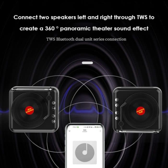 H3 Retro-Schallplattenspieler-Mini-Bluetooth-Lautsprecher, Black, White, Wood Grain – Bild 4