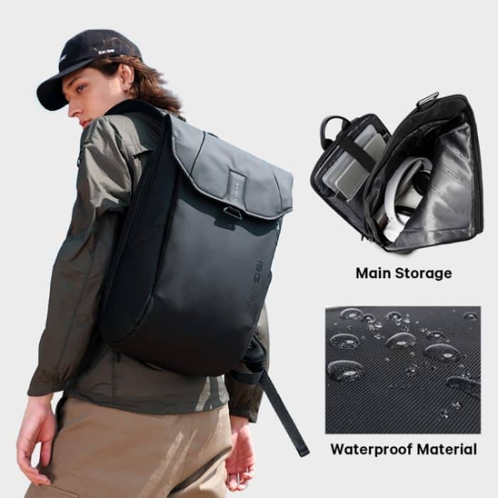 BANGE BG-2575 Anti-Diebstahl-wasserdichter Laptop-Rucksack 15,6 Zoll täglicher Arbeits-Business-Rucksack, BG-2575 Black, BG-2575  Grey – Bild 2