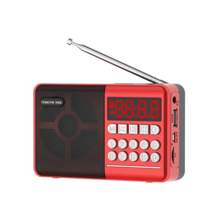 TBD0603107001.jpg TEMEIYIN LED Digital Display Karte Bluetooth Radio Lautsprecher Morgenübung Tragbarer Player, Red, Red with Light – Bild 1