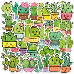 3 Sets 50 Teile/satz Cartoon Kaktus DIY Handbuch Dekorative Aufkleber Floral Laptop Wasserdichte Aufkleber, Cactus – Bild 2