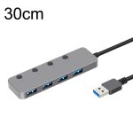 HS0059 Unabhängiger Switch USB 3.0 4 Ports Verlängerung Typ-C / USB-C HUB aus Aluminiumlegierung, Kabellänge:, 30cm, 120cm