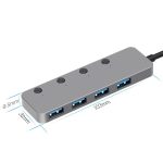 HS0059 Unabhängiger Switch USB 3.0 4 Ports Verlängerung Typ-C / USB-C HUB aus Aluminiumlegierung, Kabellänge:, 30cm, 120cm – Bild 2