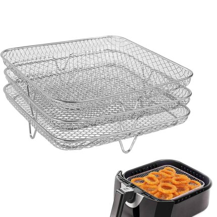 Zubehör für Luftfritteusen, dreischichtiges Dampfregal, stapelbares Dörrregal, Square, Rectangle