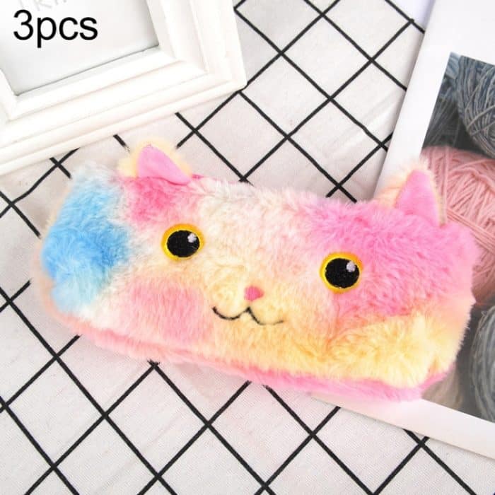 3 Stück Laser Color Kitten Plush Student Stationery Federmäppchen – Bild 1