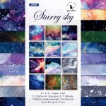 6 Zoll 24 Blatt Scrapbooking-Hintergrundpapier, Kunst, handgefertigtes Kunsthandwerk, Watercolor Starry Sky