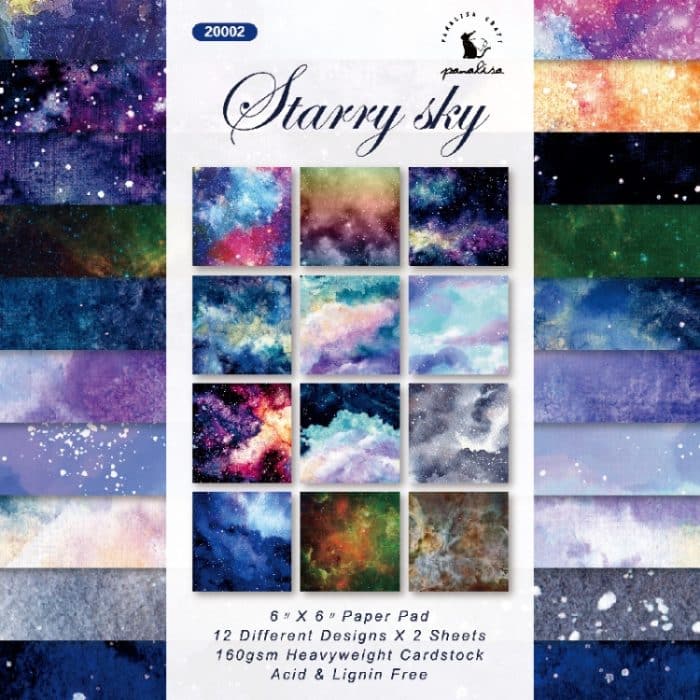 TBD0603211601A.jpg 6 Zoll 24 Blatt Scrapbooking-Hintergrundpapier, Kunst, handgefertigtes Kunsthandwerk, Watercolor Starry Sky – Bild 1
