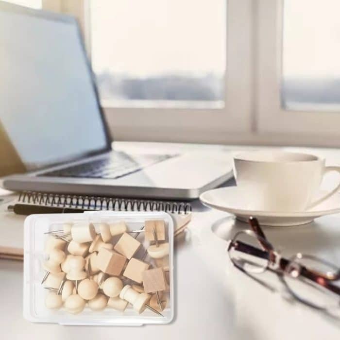 2 Sets Holzscheit-Reißzwecken-Set, Haftnotizen, feste Reißzwecken, Square Box, 5 Grid Box – Bild 5