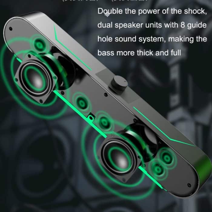 LED leuchtende HiFi-Stereo-Computerlautsprecher, langes Gaming, kabelgebundenes Audio, A39 Wired (Black) – Bild 3