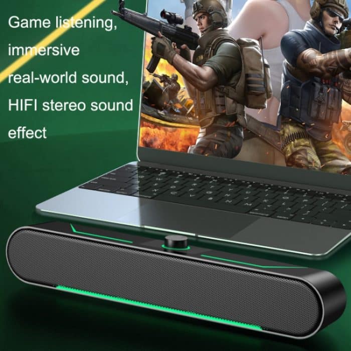 LED leuchtende HiFi-Stereo-Computerlautsprecher, langes Gaming, kabelgebundenes Audio, A39 Wired (Black) – Bild 6