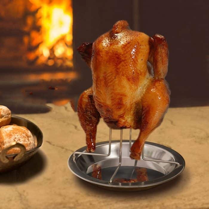 2 stücke Outdoor Camp Verdickung Grill Grill Braten Huhn Rack Backen Nicht-stick Braten Huhn Pfanne, 2pcs Stainless Steel Roaster Rack – Bild 1