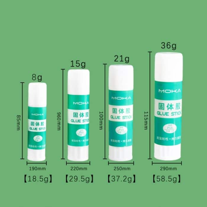 MOKA Solid Glue Student Briefpapier Kinder Handgefertigter Solid Glue Stick, 24pcs 8g, 12pcs 15g, 12pcs 21g, 12pcs 36g – Bild 2