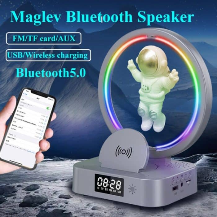Y-558 Magnetschwebe-Astronaut TWS Bluetooth-Lautsprecher mit RGB-Licht, Stil:, Golden Basic, Silver Basic, Golden Clock Model, Silver Clock Model, Golden Wireless Charging, Silver Wireless Charging – Bild 2