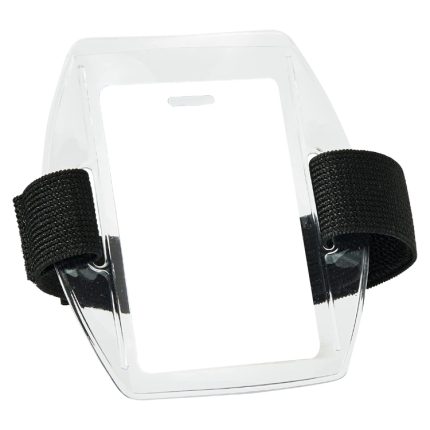PVC-Weichplastik-Kartenhalter, Polyester, reflektierendes Armband, Ausweiskartenhalter, Arm, verstellbarer Ausweis, Black, Orange