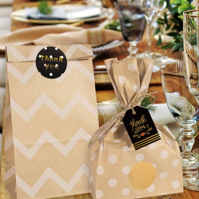 24-in-1-Punkt-gestreifte Rindsleder-Papiertüte, Retro-Dankes-Geschenktüte, Party-Bäckerei, Kekse, Süßigkeitentüte, 24 In 1 Style 1, 24 In 1 Style 2 – Bild 2