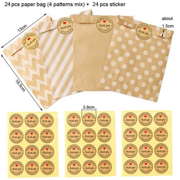 2 Sets Wave Dot Verpackung Kraftpapiertütenaufkleber DIY Backverpackung Geschenktüten, 2sets G4-40+Thank You Sticker, 2sets G4-41+Merci Sticker – Bild 6