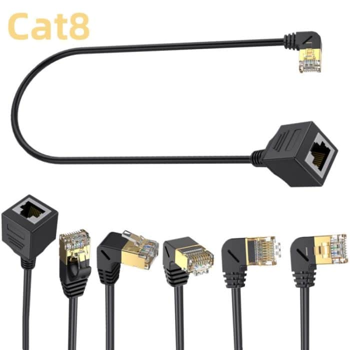 Cat 8 10G Übertragung RJ45 Stecker auf Buchse Computer Netzwerkkabel Verlängerungskabel, Straight Head 0.3m, Straight Head 0.6m, Straight Head 1m, Straight Head 1.5m, Up Bend 0.5m, Down Bend 0.5m, Left Bend 0.5m, Right Bend 0.5m – Bild 2