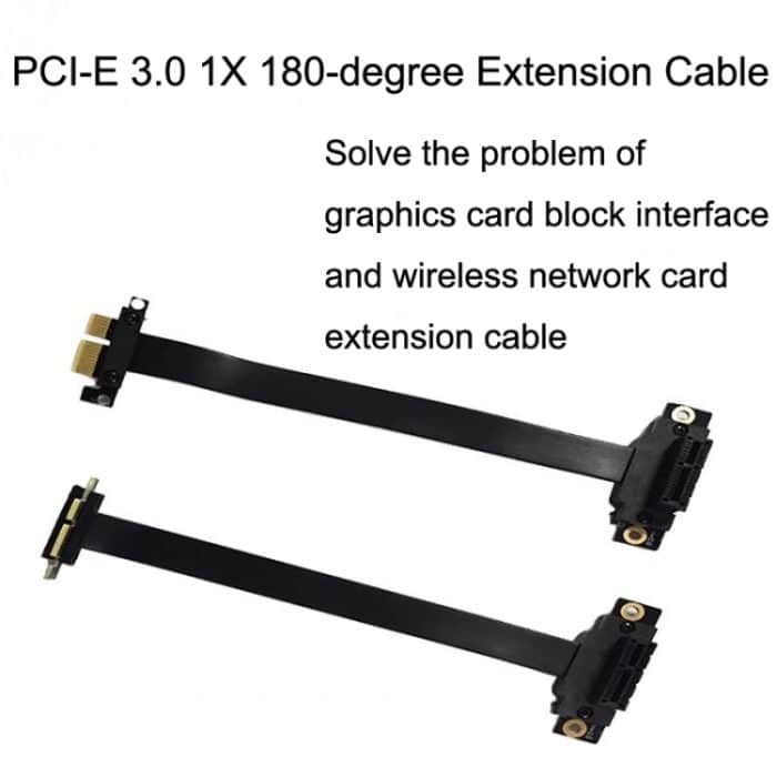 PCI-E 3.0 1X 180-Grad-Grafikkarte Wireless-Netzwerkkarten-Adapterblock-Verlängerungskabel, Länge:, 10cm, 15cm, 20cm, 25cm, 30cm, 40cm, 50cm – Bild 2