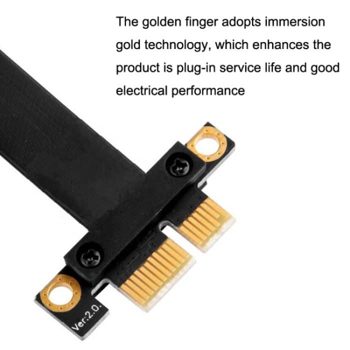 PCI-E 3.0 1X 180-Grad-Grafikkarte Wireless-Netzwerkkarten-Adapterblock-Verlängerungskabel, Länge:, 10cm, 15cm, 20cm, 25cm, 30cm, 40cm, 50cm – Bild 3