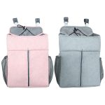 Babybett-Organizer für Neugeborene, Krippe, Windelaufbewahrung, Hängetaschen, Nachtregal, Tasche, Linen Gray, Linen Pink – Bild 2
