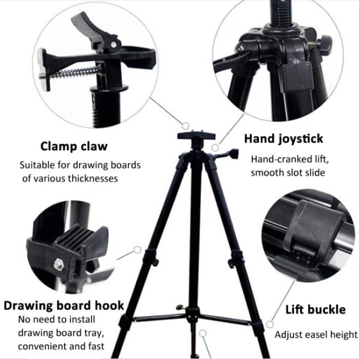50-150 cm höhenverstellbarer Metallstativ-Kunststaffelei-Gemälde-Klappbodenständer – Bild 4
