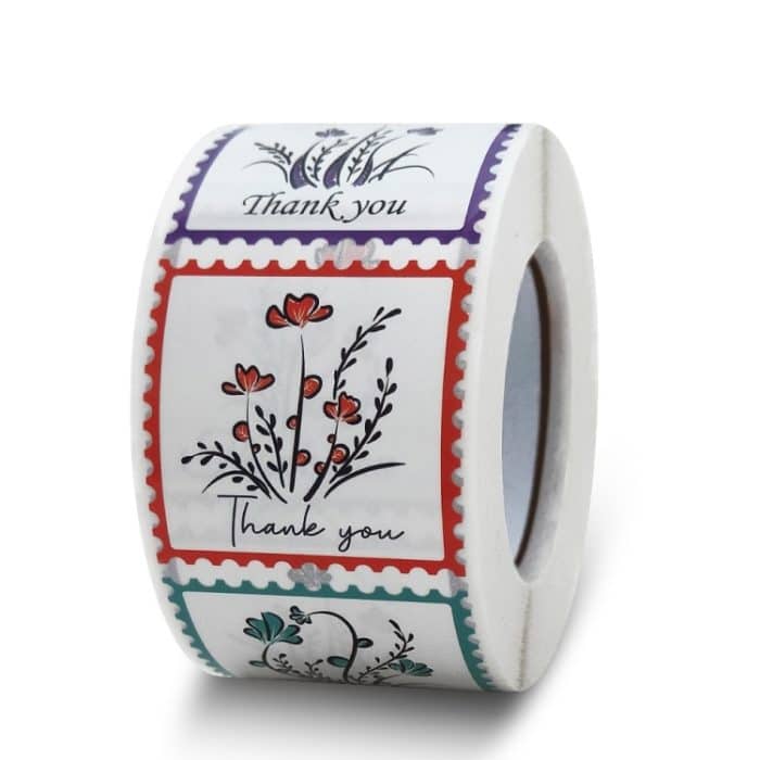 5 Rollen „Dankeschön“-Quadrat-Selbstklebeetiketten für Geschenk- und Lebensmittelverpackungen, 38x38mm – Bild 2
