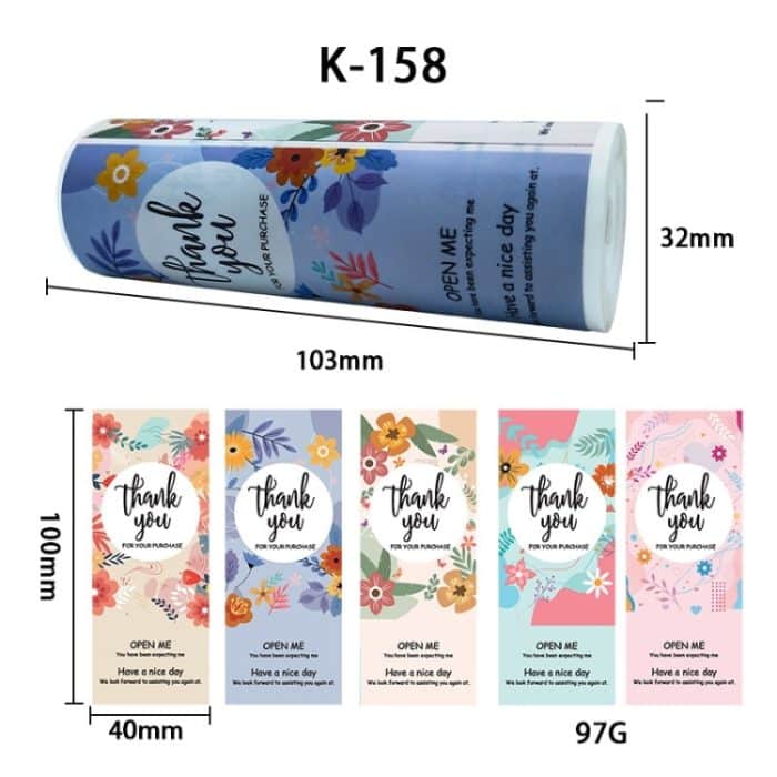 5 Rollen floraler Dankeschön-Etikettenaufkleber, Basteldekoration, kleiner Geschenkaufkleber – Bild 5