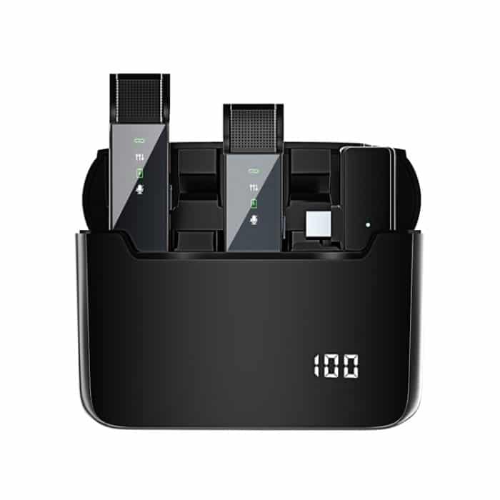 Drahtloses Lavalier-Mikrofon mit Digitalanzeige und Ladefach, Spezifikation:, S16-S One To Two Black USB-C/Type-C Interface, S16 One To One Black 8 Pin Interface, S16-S One To Two Black 8 Pin Interface, S16-S One To Two  Yellow  USB-C/Type-C Interface... – Bild 1