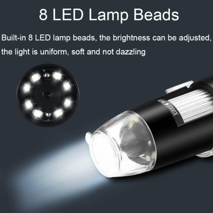 A8 50X-1000X USB-Schlauchständer Digitales Mikroskop LED-Licht tragbares Handmikroskop – Bild 5