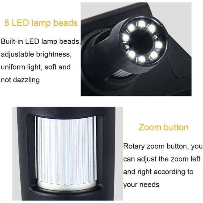 DM3 4,3-Zoll-Bildschirm, LED-Licht, HD, tragbares elektronisches Digitalmikroskop, Plastic, Metal – Bild 5