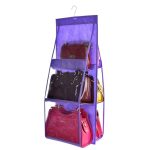 B05005 2 Stück doppelseitige Hängetasche mit 6 Fächern, Handtaschen-Organizer aus Vliesstoff zum Aufhängen, B05005 Purple, B05005 Black, B05005 Grey, B05005 Rose Red, B05005 Green, B05005 Blue