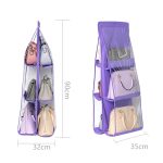 B05005 2 Stück doppelseitige Hängetasche mit 6 Fächern, Handtaschen-Organizer aus Vliesstoff zum Aufhängen, B05005 Purple, B05005 Black, B05005 Grey, B05005 Rose Red, B05005 Green, B05005 Blue – Bild 3