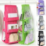 B05005 2 Stück doppelseitige Hängetasche mit 6 Fächern, Handtaschen-Organizer aus Vliesstoff zum Aufhängen, B05005 Purple, B05005 Black, B05005 Grey, B05005 Rose Red, B05005 Green, B05005 Blue – Bild 5