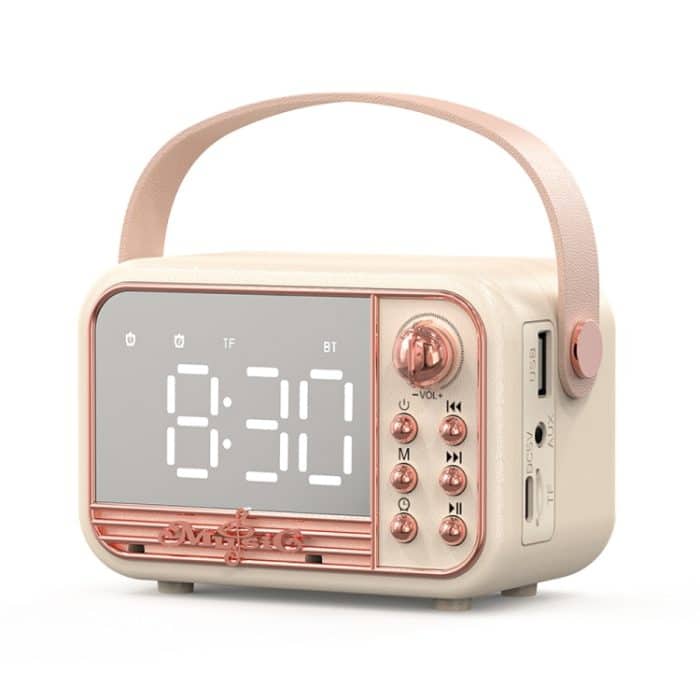 TBD0603525601A.jpg S11 Handheld Retro Wecker Bluetooth Lautsprecher Desktop tragbare Uhr, S11 (Beige), S11 (Pink) – Bild 1