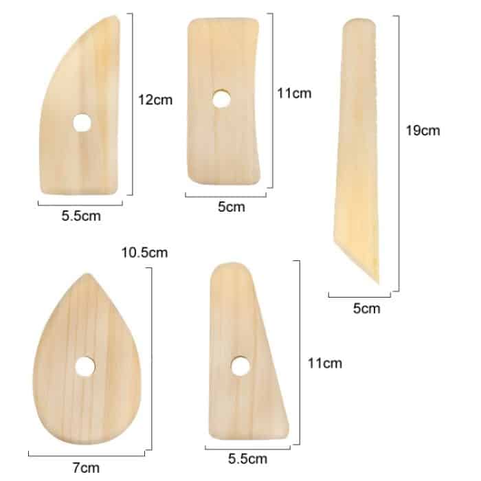 Hölzernes Skelettmesser, Keramikschaber, handgefertigte Werkzeuge, 5pcs/set – Bild 2