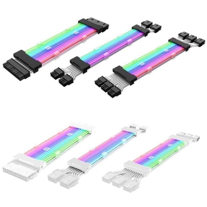 5V ARGB Neon-Farblinie, 24pin Motherboard Power Supply Light Wire Black, Double 8pin Graphics Card Power Supply Wire Black, 24pin Motherboard Power Supply Light Wire White, Double 8pin Graphics Card Power Supply Wire White – Bild 2