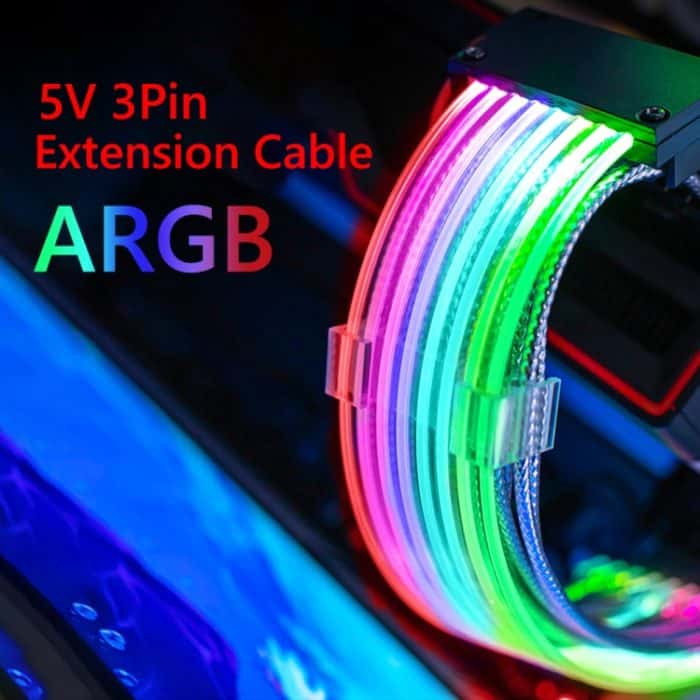 5V ARGB Neon-Farblinie, 24pin Motherboard Power Supply Light Wire Black, Double 8pin Graphics Card Power Supply Wire Black, 24pin Motherboard Power Supply Light Wire White, Double 8pin Graphics Card Power Supply Wire White – Bild 9