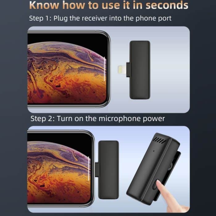 Kabelloses Lavalier-Mikrofon mit Geräuschunterdrückung und Ladeetui, S11 Single Microphone Black USB-C/Type-C Interface, S11 Single Microphone Black 8 Pin Interface – Bild 10