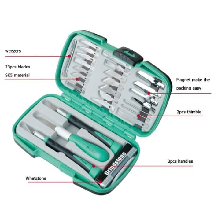 Handschnitzmesser-Set aus geschnitztem Papier, ProsKit PD-395A 30 In 1, ProsKit PD-398 14 In 1 – Bild 4