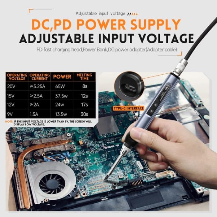 FNIRSI HS-01 Smart Lötkolben Digitalanzeige Tragbare Mini-Lötstation, Blue KR, Black BC2 – Bild 6