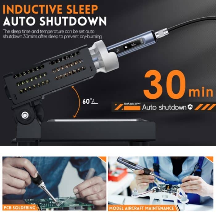 FNIRSI HS-01 Smart Lötkolben Digitalanzeige Tragbare Mini-Lötstation, Blue KR, Black BC2 – Bild 9