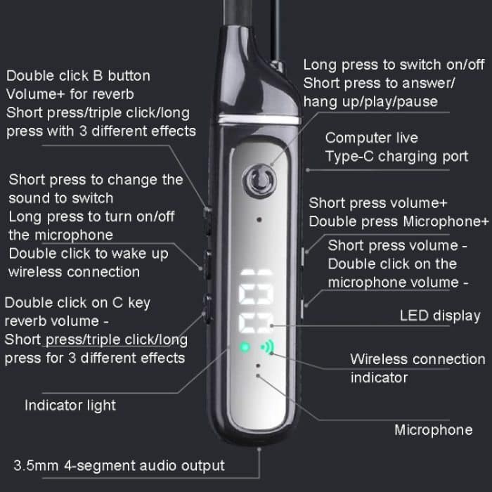 SN-537K 5.3 Bluetooth Live-Kopfhörer mit integrierter Soundkarte, kabelloser Empfänger, Sport-Kopfhörer – Bild 4
