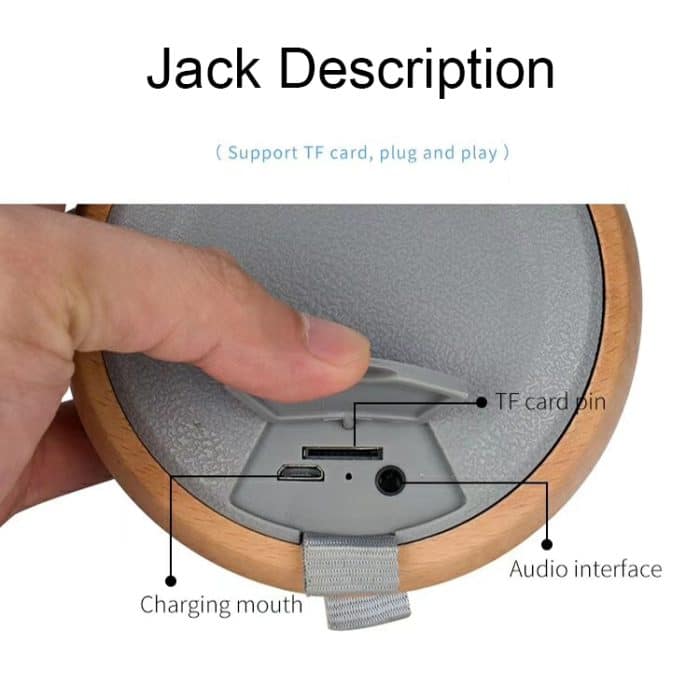 BT810 Kleiner tragbarer Bluetooth-Lautsprecher aus Holz für den Außenbereich, unterstützt TF-Karte und 3,5 mm AUX, BT810 (Black), BT810 (Silver Gray) – Bild 5